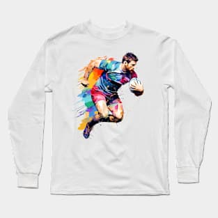 Rugby Player Sport Game Champion Competition Abstract Long Sleeve T-Shirt